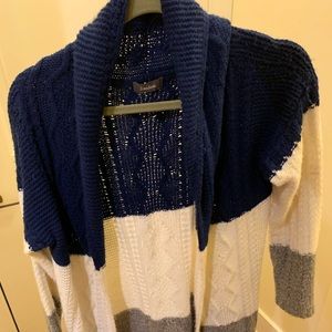 Neiman Marcus colorblock knit cardigan